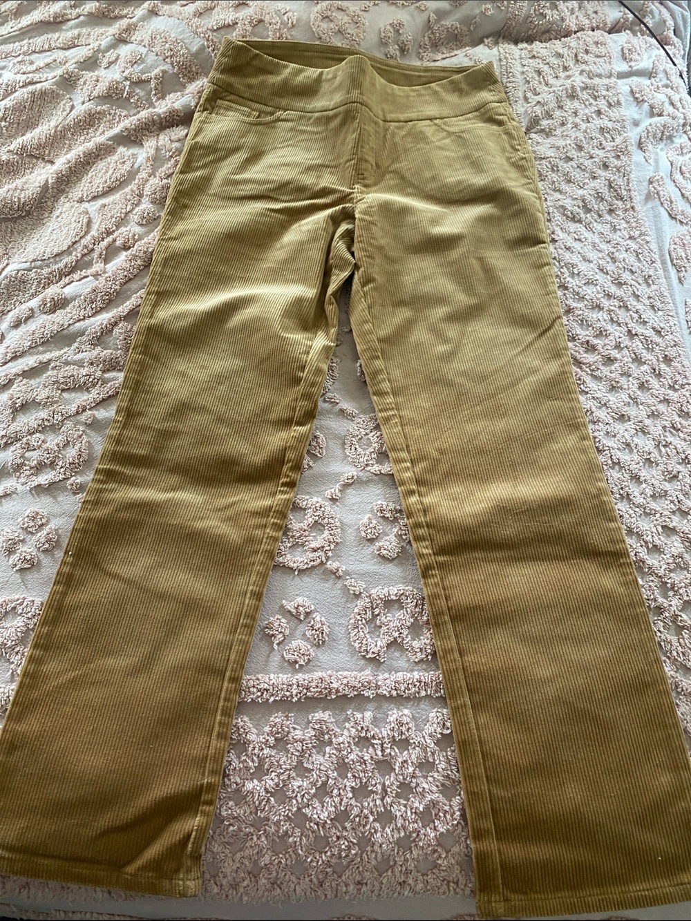 High-Rise Corduroy Wide-Leg Jeans in Tan